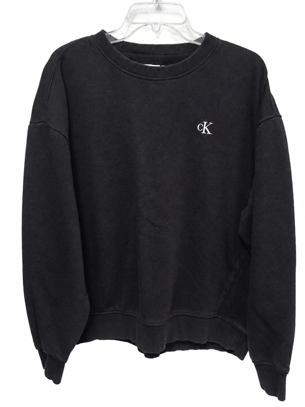 Calvin Klein Crewneck Sweatshirt Men's Medium Black Relaxed Fit Embroidered CK